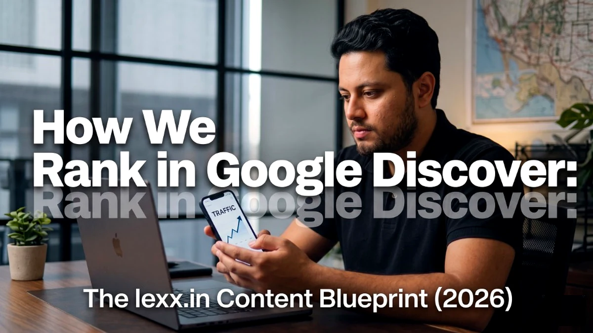Google Discover Feed showing lexx.in article on a mobile phone